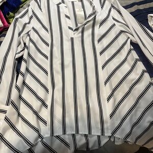 Chico's Black and White Striped Blouse